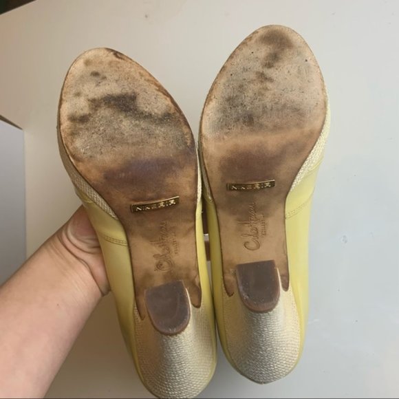 Cole Haan Nike Air Yellow Patent Leather Chunk Heels - Picture 9 of 14